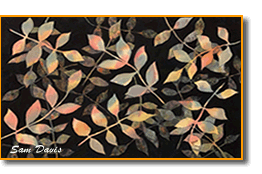 Negative painting: practice with leaf shapes by Sam Davis, 2024.